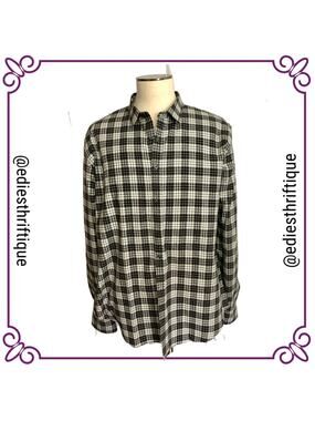 Slate Denim & Co Gingham Check Button Front Long Sleeve Cotton Shirt  2XL
